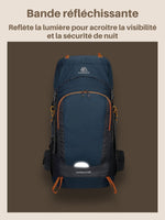 Sac à dos trekking 50+15L, housse de pluie incluse