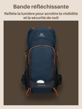 Sac à dos trekking 50+15L, housse de pluie incluse