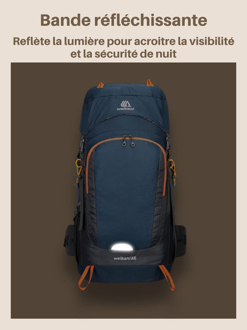 Sac à dos trekking 50+15L, housse de pluie incluse