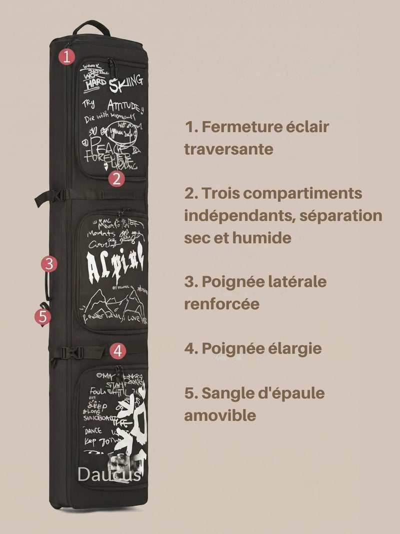 Sac à ski à roulettes, compartiment chaussures