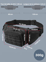 Sac banane tactique, ceinture ajustable 70-120cm