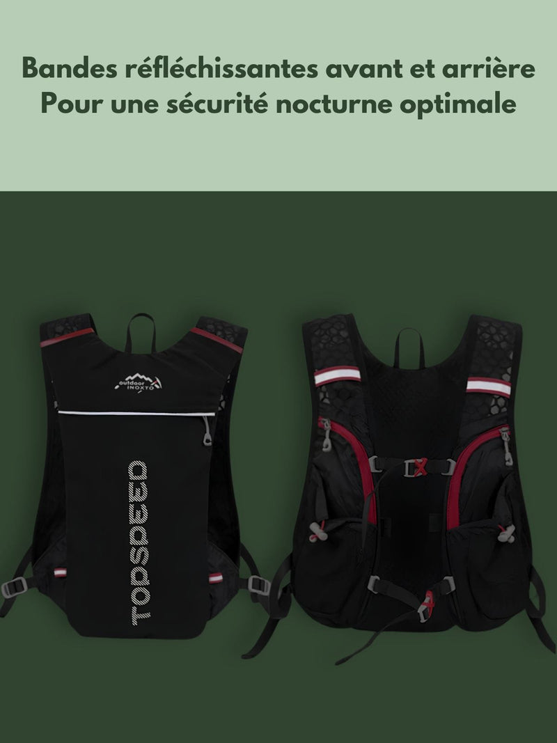 Sac d'hydratation trail 5L, poches avant et dos respirant