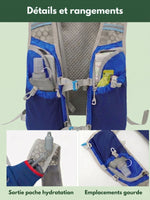 Sac d'hydratation trail 5L, poches avant et dos respirant
