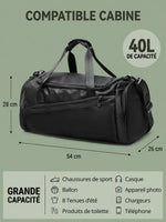 Sac de fitness 40L pliable, compartiment chaussures