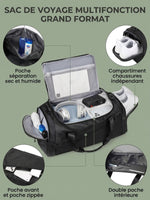 Sac de fitness 40L pliable, compartiment chaussures