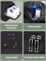 Sac de fitness 40L pliable, compartiment chaussures