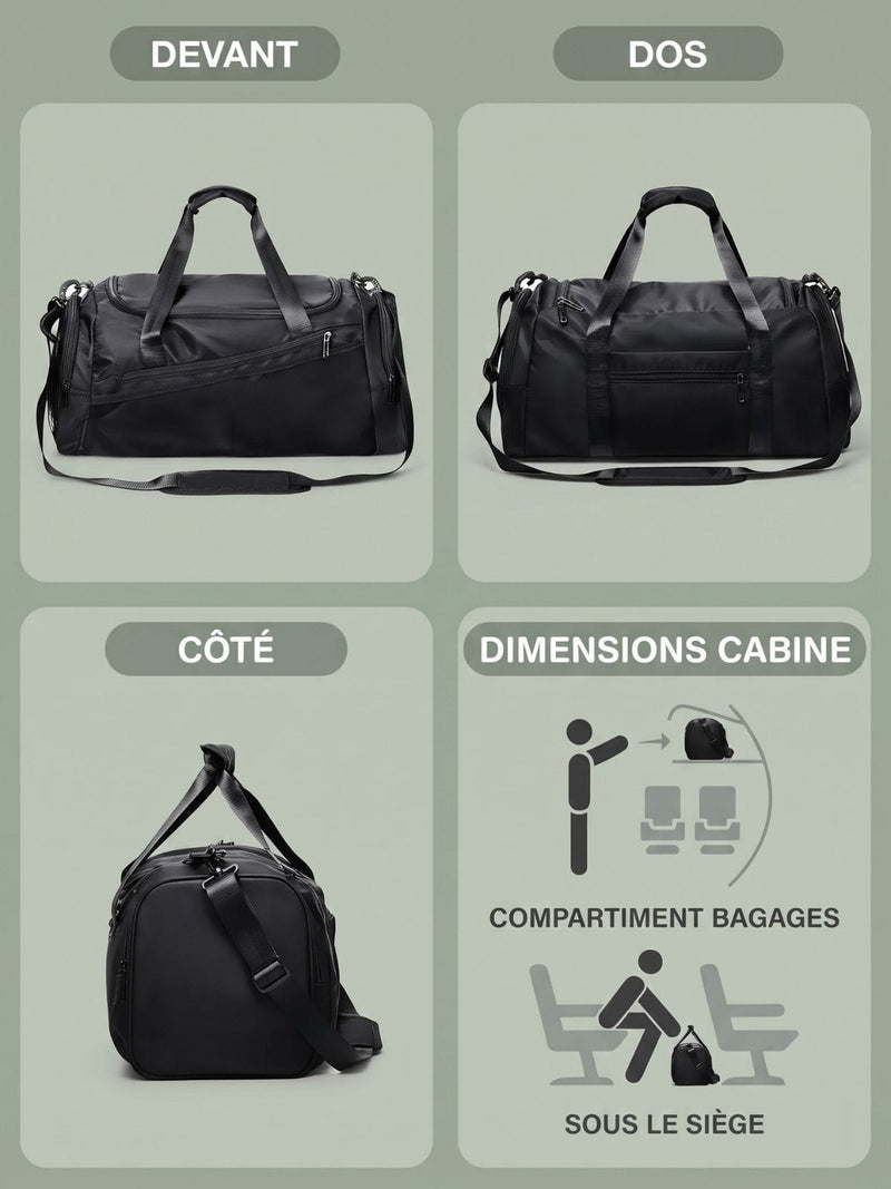 Sac de fitness 40L pliable, compartiment chaussures
