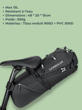 Sac de selle vélo pliable, fixation sous la selle