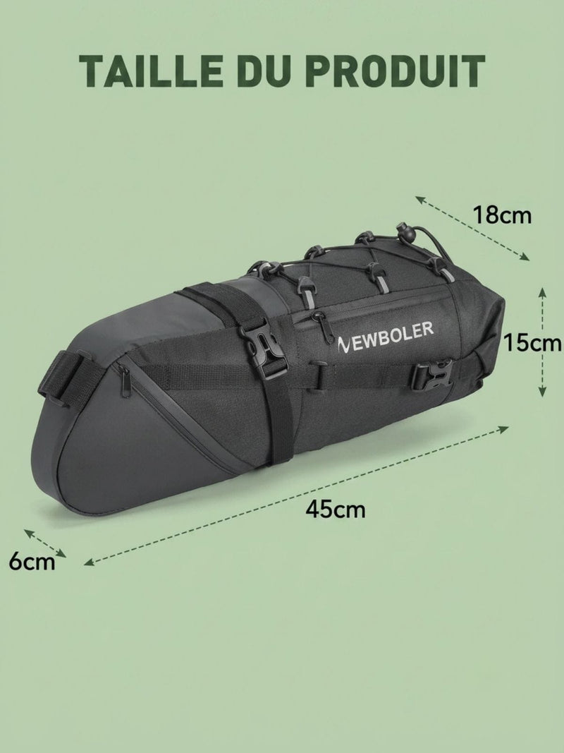 Sac de selle vélo pliable, fixation sous la selle