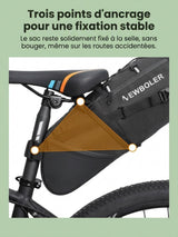 Sac de selle vélo pliable, fixation sous la selle