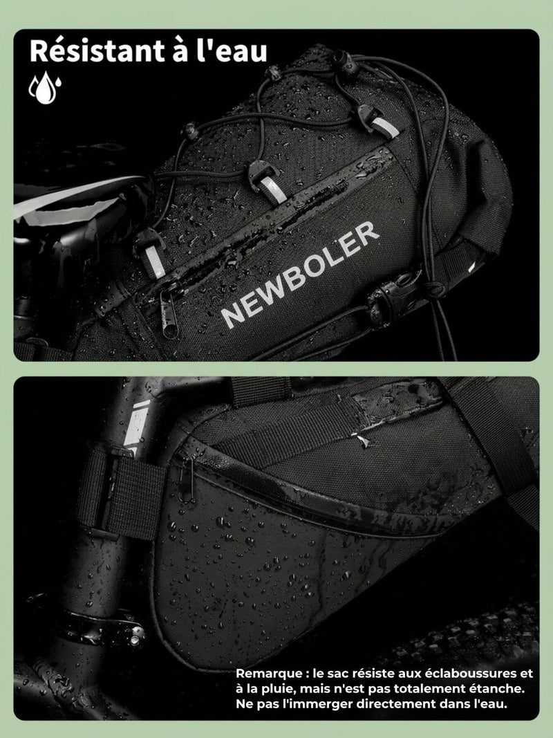Sac de selle vélo pliable, fixation sous la selle