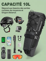 Sac de selle vélo pliable, fixation sous la selle