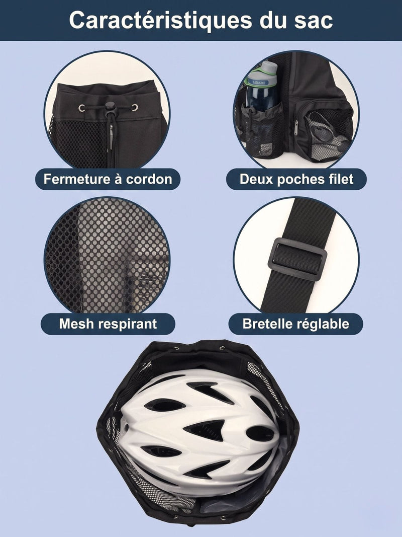 Sac de sport cordon en filet pour piscine et plage