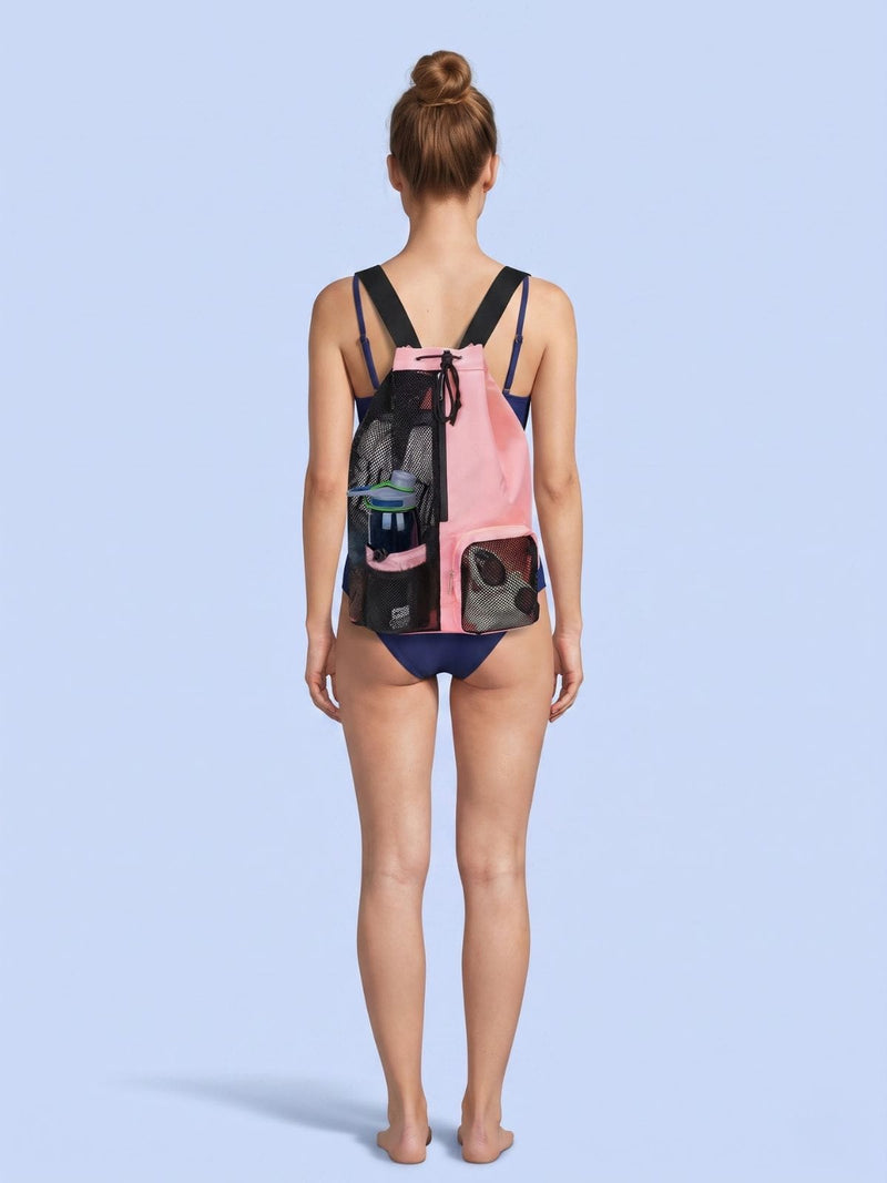 Sac de sport cordon en filet pour piscine et plage