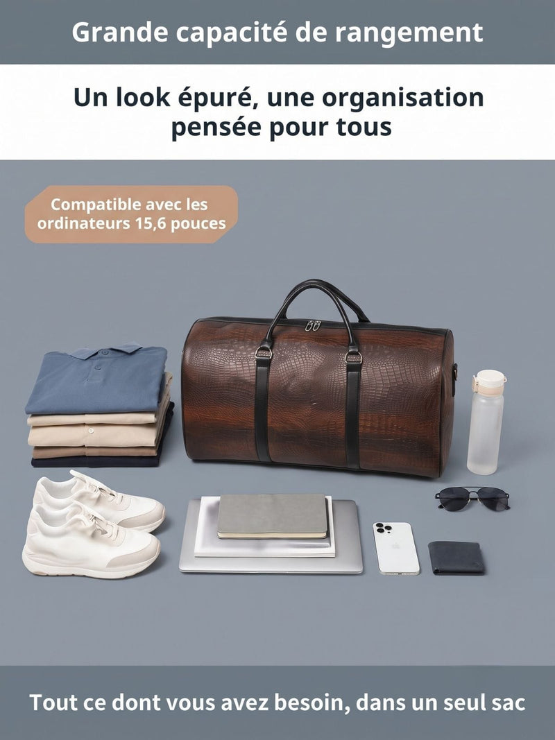 Sac de sport cuir végan effet croco