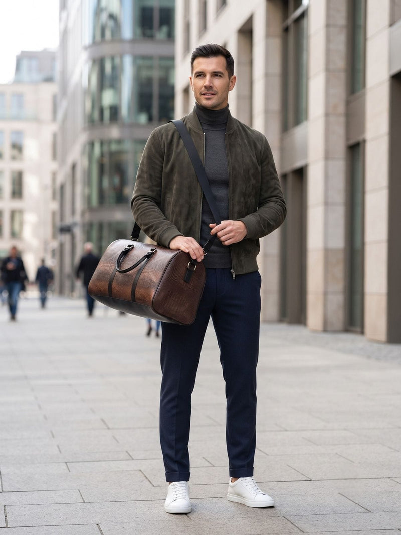 Sac de sport cuir végan effet croco