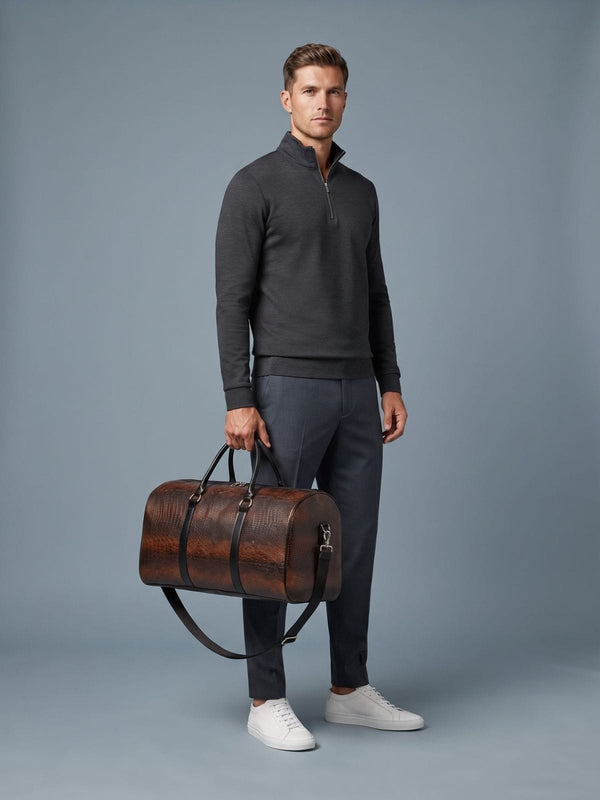Sac de sport cuir végan effet croco