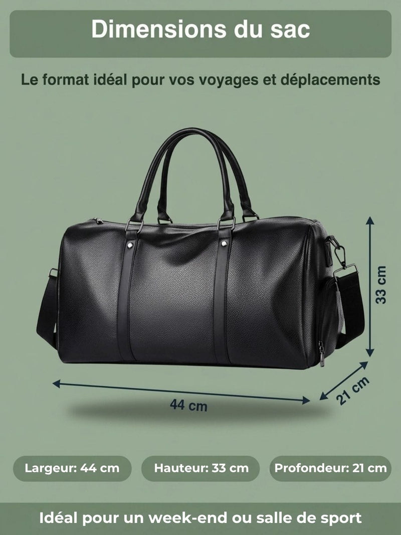 Sac de sport homme chic, cuir PU épuré