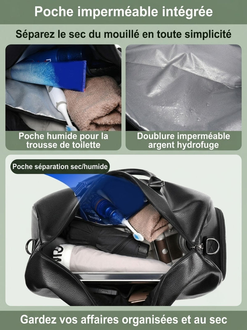 Sac de sport homme chic, cuir PU épuré