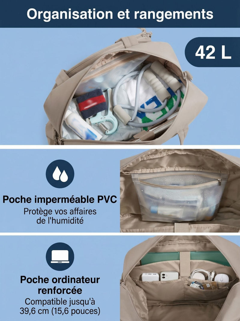 Sac de tennis pour femme, format tote matelassé