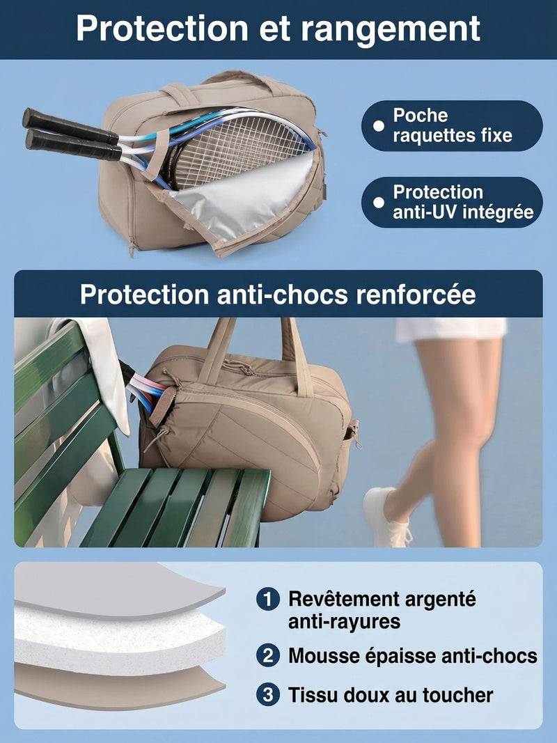 Sac de tennis pour femme, format tote matelassé