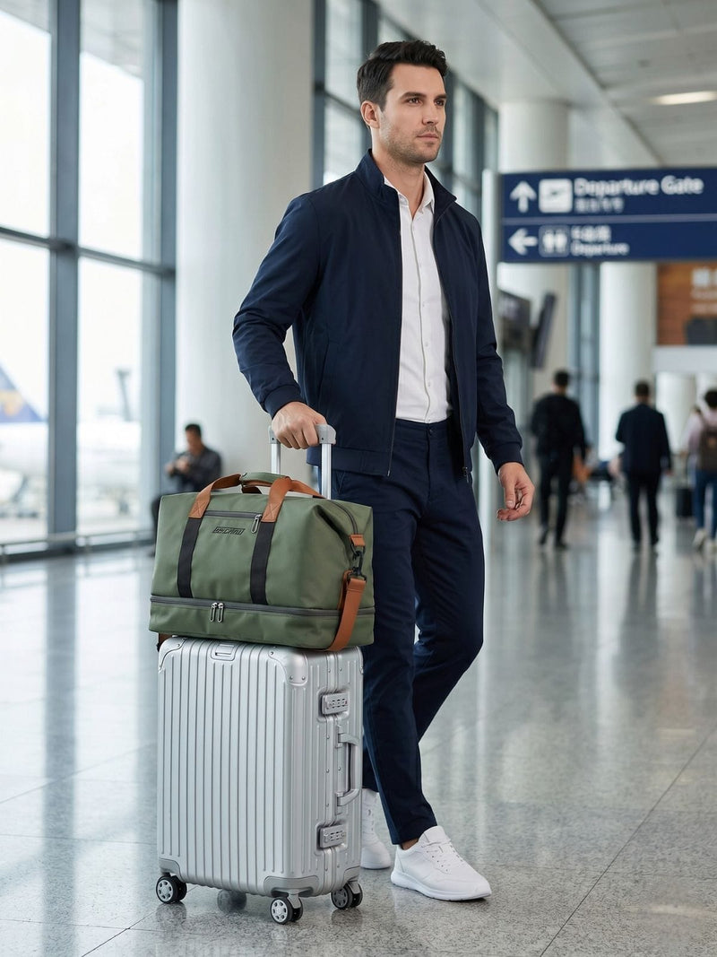 Sac de voyage sport avec passant valise à roulettes