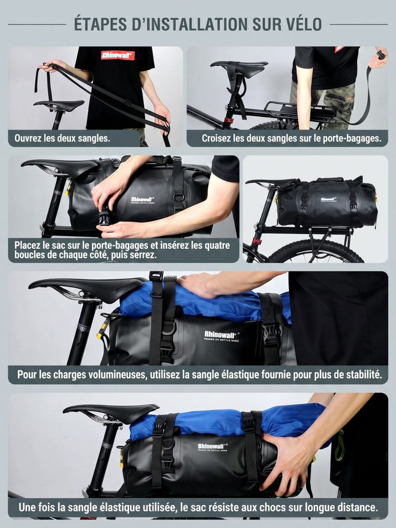 Sac étanche vélo 20L format cylindrique