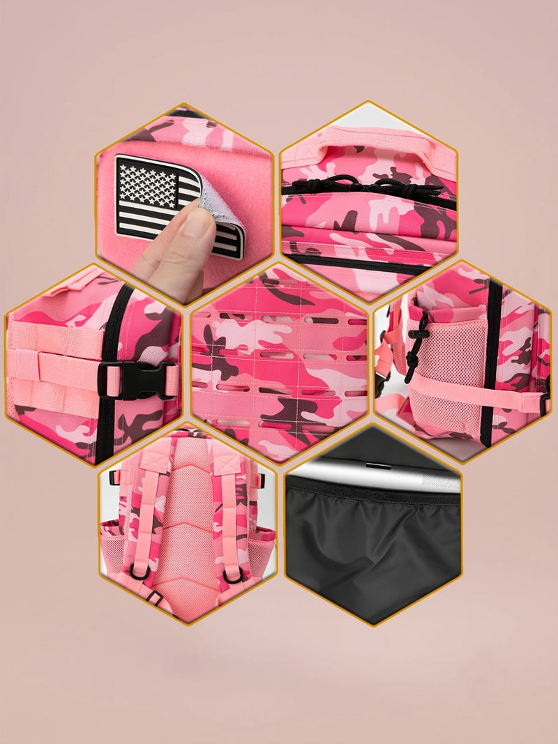 Sac Militaire Femme 25L, imprimés camo rose