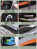Sac raquettes de tennis HEAD, 6 raquettes