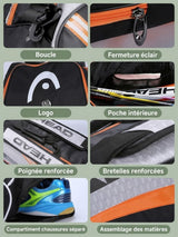 Sac raquettes de tennis HEAD, 6 raquettes