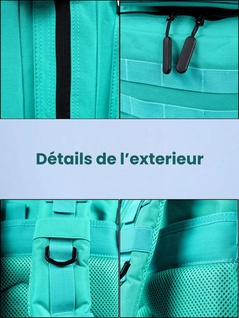 Sac tactique 45L, porte-shaker et poche ordinateur