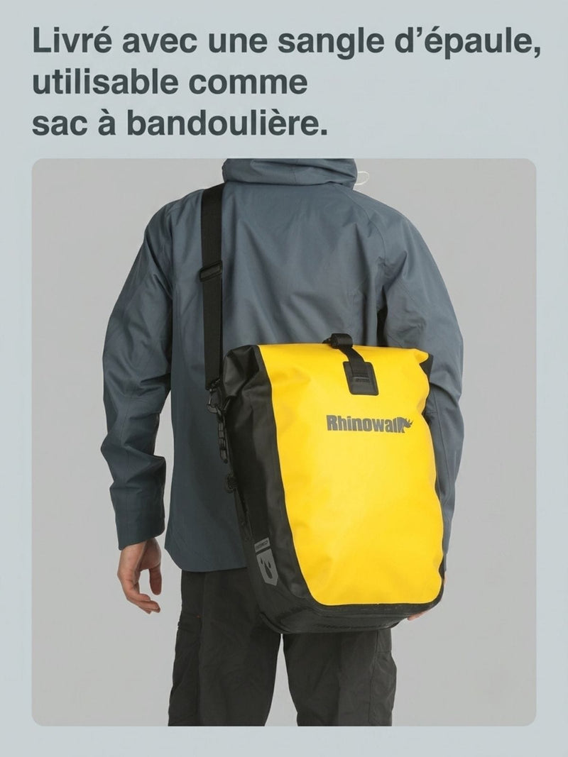Sacoche vélo étanche porte-bagages, bandoulière incluse