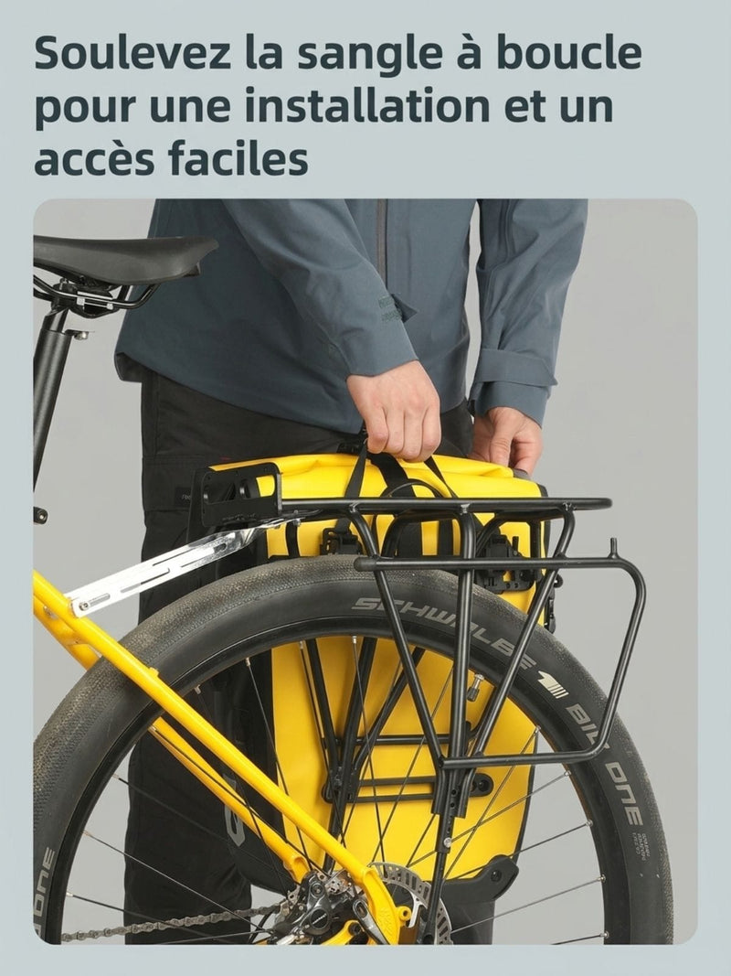 Sacoche vélo étanche porte-bagages, bandoulière incluse