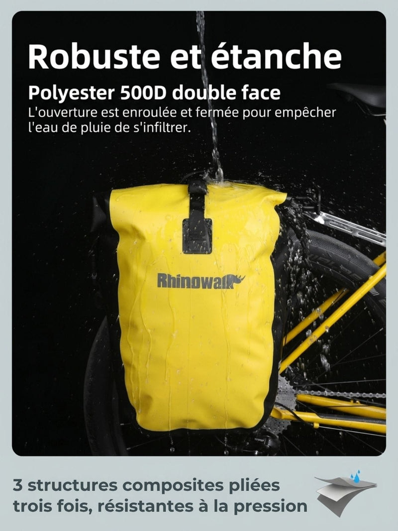 Sacoche vélo étanche porte-bagages, bandoulière incluse